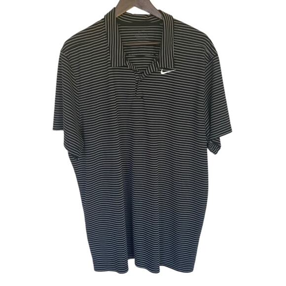 Nike Dri-Fit Black and White Striped Golf Polo - XL - Picture 1 of 5